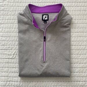 FootJoy Gray and Purple Quarter-Zip Pullover Vest.